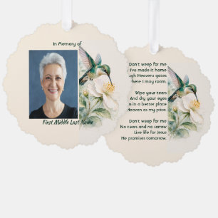 Christliches Gedenken Kolibri Weiße Blumen Ornament Karte