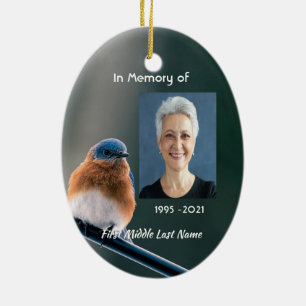 Christliches Gedenkfoto Blaue Vogelgarten-Vogel Keramik Ornament