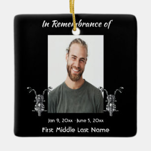 Christliches Gedenkfoto Motorrad Biker  Keramikornament