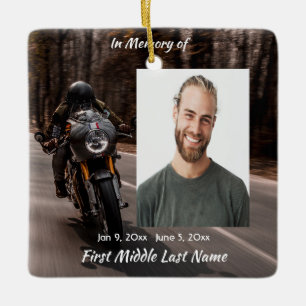Christliches Gedenkfoto Motorrad Biker  Keramikornament
