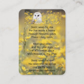 Christliches Gedenkfoto Scheune Eule Vogel Visitenkarte (Vorderseite)