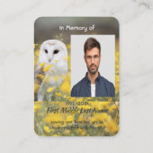 Christliches Gedenkfoto Scheune Eule Vogel Visitenkarte (Rückseite)