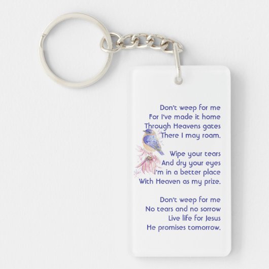 Christliches Gedicht Bluebird Garden Bird Schlüsselanhänger (Vorderseite)