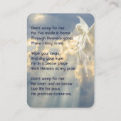 Christliches Gedicht Memorial Keepake Angel Sky Cl Visitenkarte (Rückseite)
