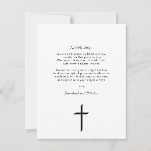 Christliches Gedicht wirst du meine Mutter sein Einladung (Rückseite)