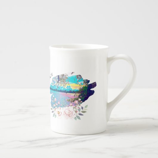 Christliches Geschenk | Kaffeekofferte | floral | Porzellantasse (Rechts)