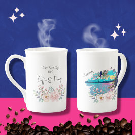 Christliches Geschenk | Kaffeekofferte | floral |  Porzellantasse