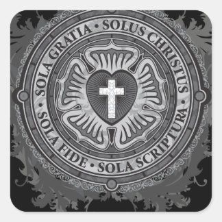 Christliches Geschenk Luther Rose J-Rose-Schwarz-H Quadratischer Aufkleber