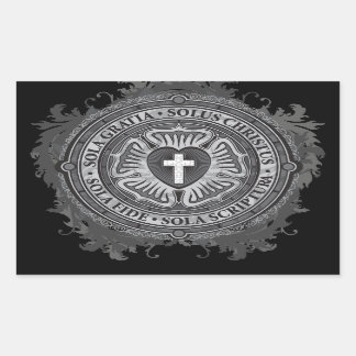 Christliches Geschenk Luther Rose J-Rose-Schwarz-H Rechteckiger Aufkleber
