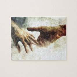 Christliches Geschenk mit Händen, die nach Gott gr Puzzle