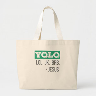 Christliches Geschenk YOLO LOL JK BRB Jesus Gesche Jumbo Stoffbeutel