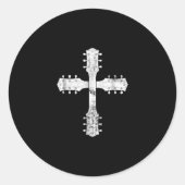 christliches Gitarrenkreuz Runder Aufkleber (Vorderseite)