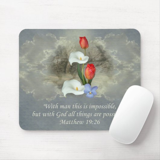 Christliches Glauben-Kunst ~ Matthew-19:26 Mousepad (Mit Mouse)