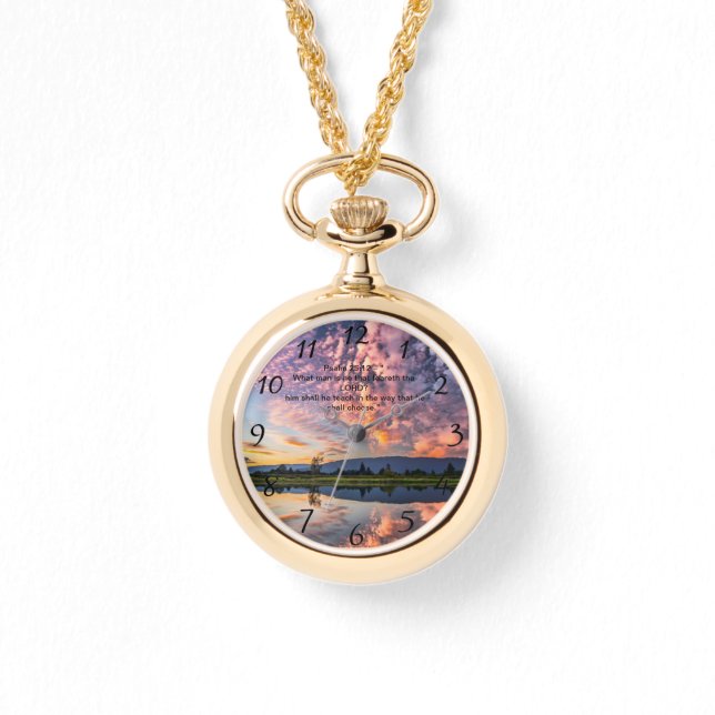 Christliches Glaubenskreuz mit Psalm 25:12 Armbanduhr (Vorderseite)