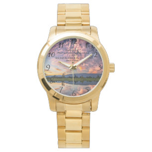 Christliches Glaubenskreuz mit Psalm 25:12 Armbanduhr