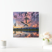 Christliches Glaubenskreuz mit Psalm 25:12 Quadratische Wanduhr (Zuhause)