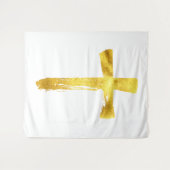 Christliches Gold Brush Cross - Modernes Crucifix Wandteppich (Vorderseite (Horizontal))
