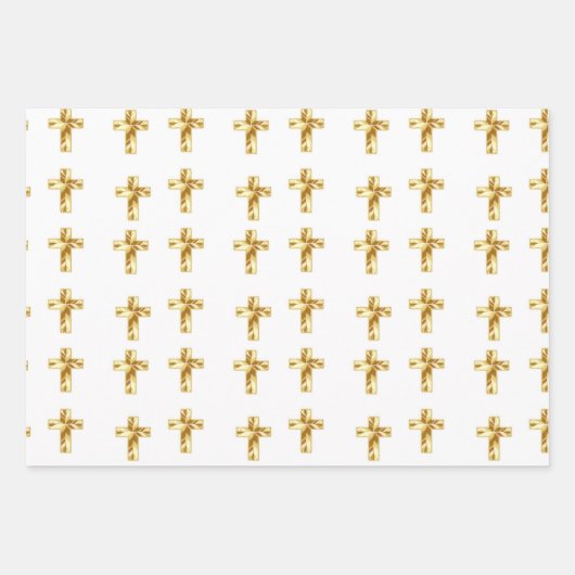 Christliches, goldfarbenes Quermuster Geschenkpapier Set (Vorderseite 2)