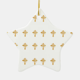 Christliches Goldkreuz Keramik Ornament