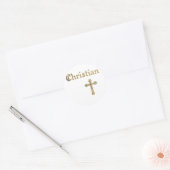 Christliches Goldkreuz Runder Aufkleber (Umschlag)