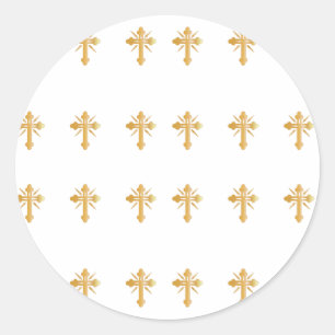 Christliches Goldkreuz Runder Aufkleber