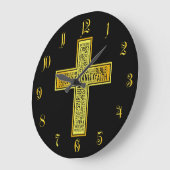 Christliches Goldkreuz - Textgestaltung Große Wanduhr (Winkel)