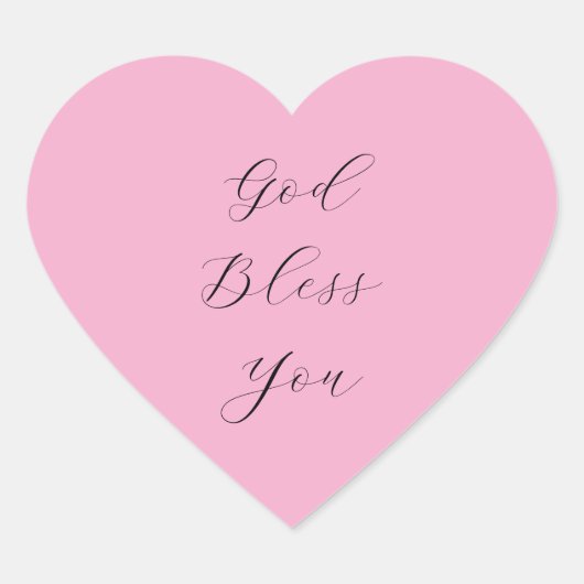 Christliches "Gott segne Sie" Pink Black Script Herz-Aufkleber (Vorderseite)