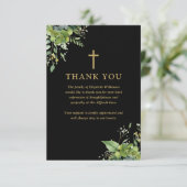 Christliches Greenery Memorial Beerdigung Foto Dankeskarte (Stehend Vorderseite)