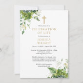 Christliches Greenery Memorial Beerdigung Foto Einladung (Vorderseite)