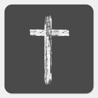 Christliches Grunge-Kreuz-Sticker Quadratischer Aufkleber