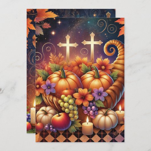 Christliches Halloween Cornucopia, druckbar Einladung (Vorne/Hinten)