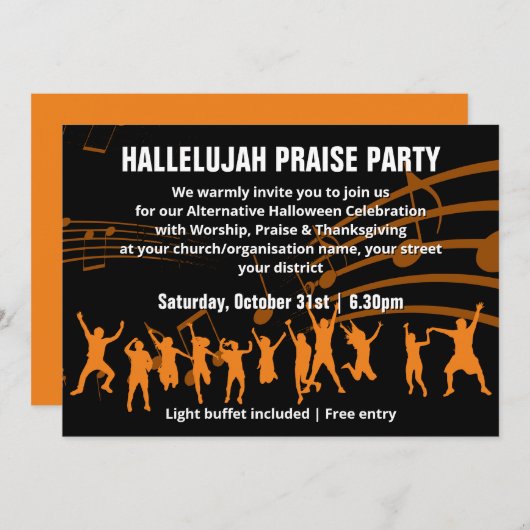 Christliches Halloween-PRAISE-PARTY Einladung (Vorne/Hinten)