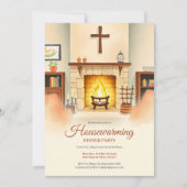Christliches Haus Erwärmung Gemütlicher Kamin Aben Einladung (Vorderseite)