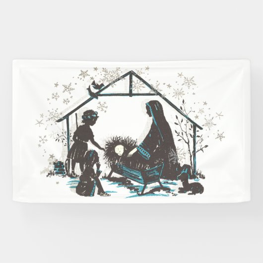 Christliches Heiliges Baby Jesus Weihnachtskrippe Banner (Horizontal)