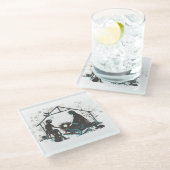 Christliches Heiliges Baby Jesus Weihnachtskrippe Glasuntersetzer (Schrägansicht)