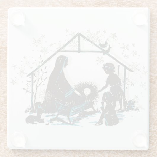 Christliches Heiliges Baby Jesus Weihnachtskrippe Glasuntersetzer (Rückseite)