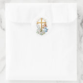 Christliches Heiligkreuz und Kupid Runder Aufkleber (Tasche)