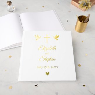 Christliches Hochzeitsgästebuch Goldfolie Tauben Gästebuch