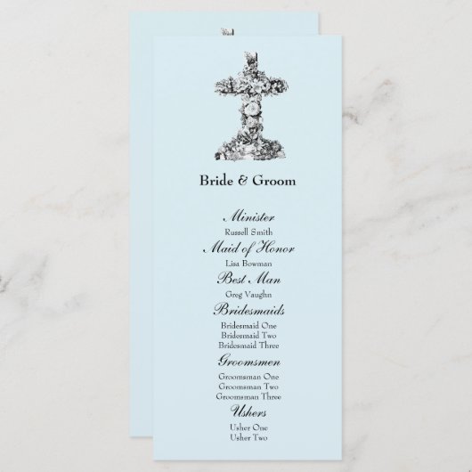 Christliches Hochzeitsprogramm für Blauflora Programm (Vorne/Hinten)