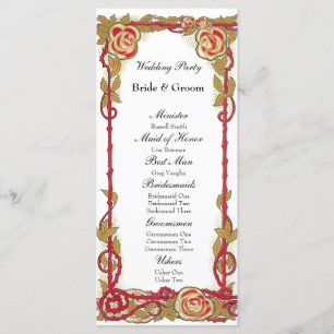 Christliches Hochzeitsprogramm für Vintage Rose Programm