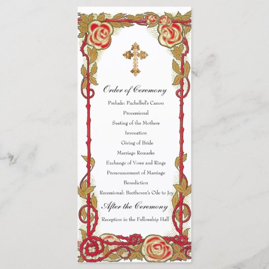 Christliches Hochzeitsprogramm für Vintage Rose Programm (Rückseite)