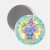 Christliches Iris-Kreuz-Magnet Magnet (Vorderseite/Rückseite)