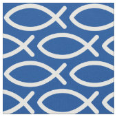 Christliches Jesus Fish Muster Blau  Stoff (Nahaufnahme)