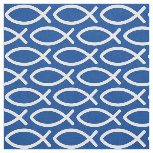 Christliches Jesus Fish Muster Blau  Stoff (Muster)
