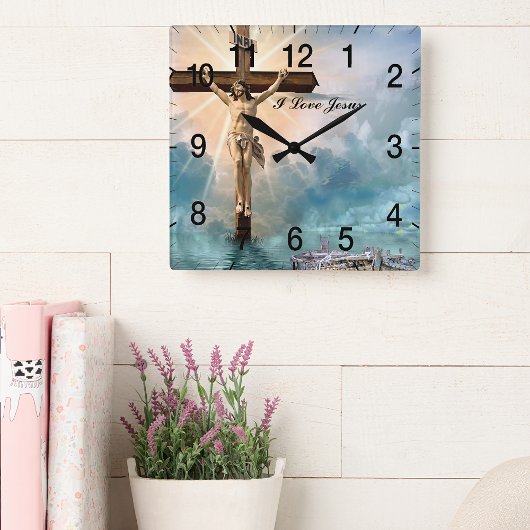 Christliches Jesus-Gebet Quadratische Wanduhr