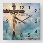 Christliches Jesus-Gebet Quadratische Wanduhr (Vorderseite)