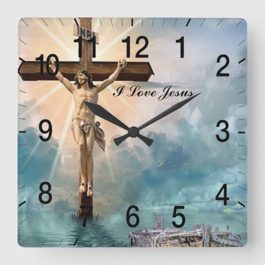 Christliches Jesus-Gebet Quadratische Wanduhr (Vorderseite)