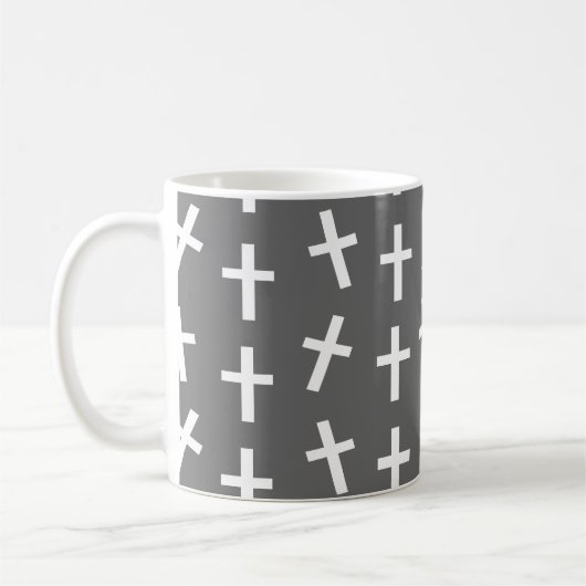 Christliches Jesus-Kreuz-Graumuster Kaffeetasse (Links)