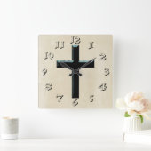 Christliches Jesus-Kreuz Quadratische Wanduhr (Zuhause)