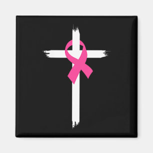 Christliches Jesus-Kreuz Rosa Band Brustkrebs Magnet